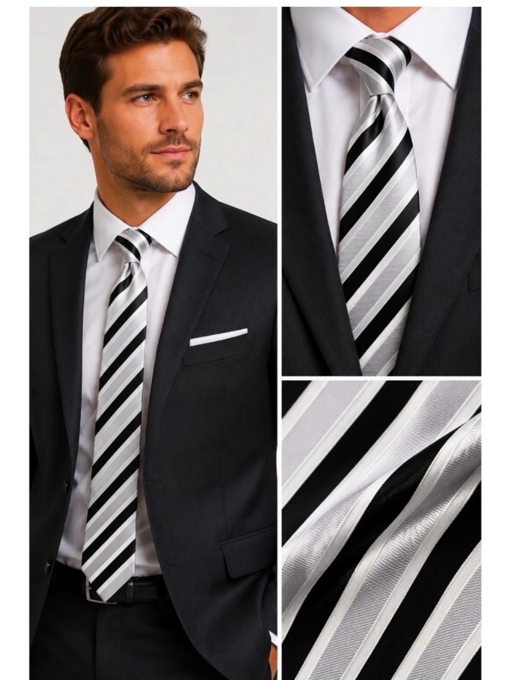 KENNETH ROBERTS Striped Silk Mens Tie NEW!